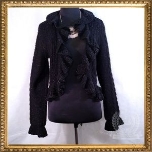 Vintage Anne Klein Ruched/Flared Crop Cardigan